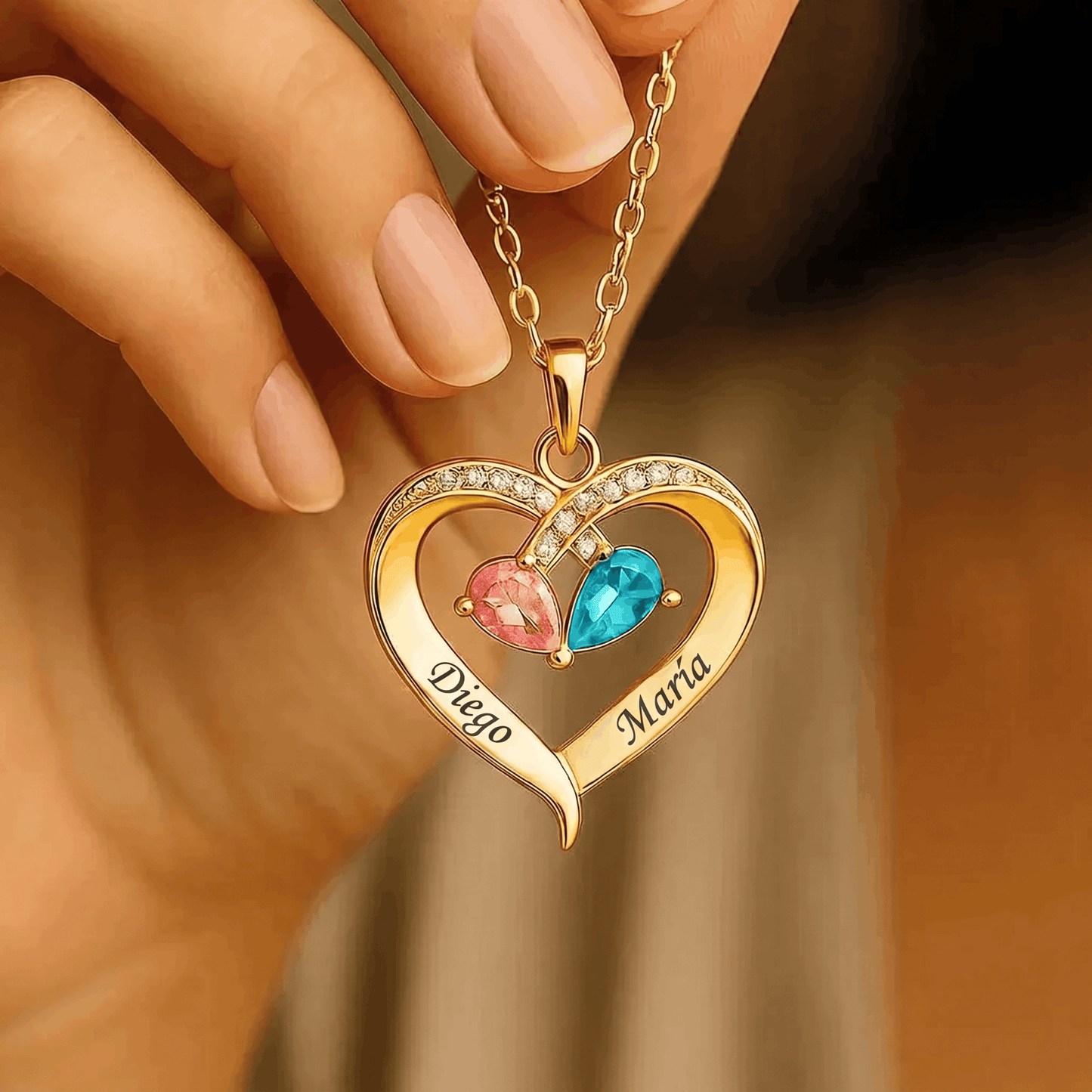 Siempre Tuya - Collar de corazón con piedra natal