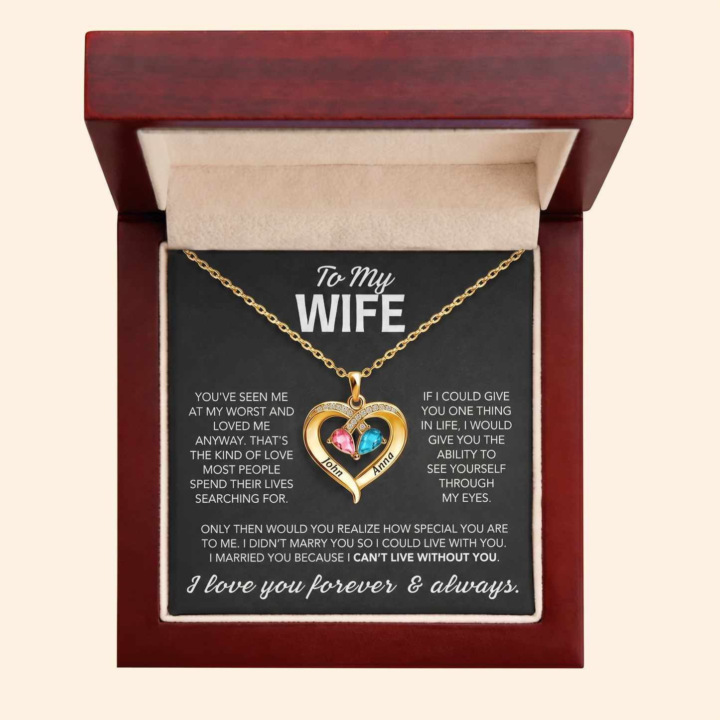 Always Yours - Birthstone Heart Necklace