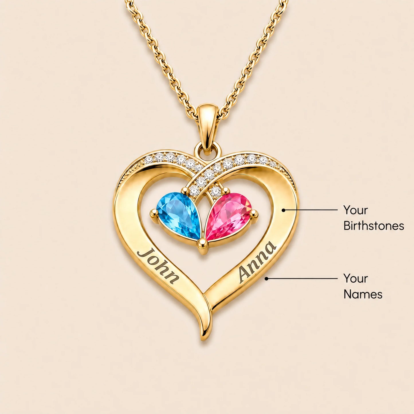 Always Yours – Birthstone Heart Necklace