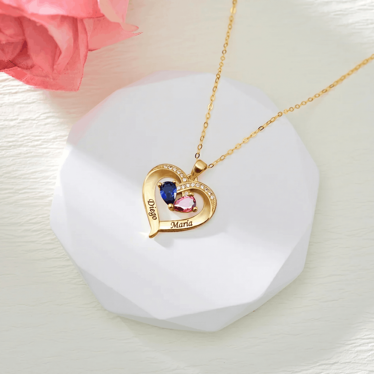 Siempre Tuya - Collar de corazón con piedra natal